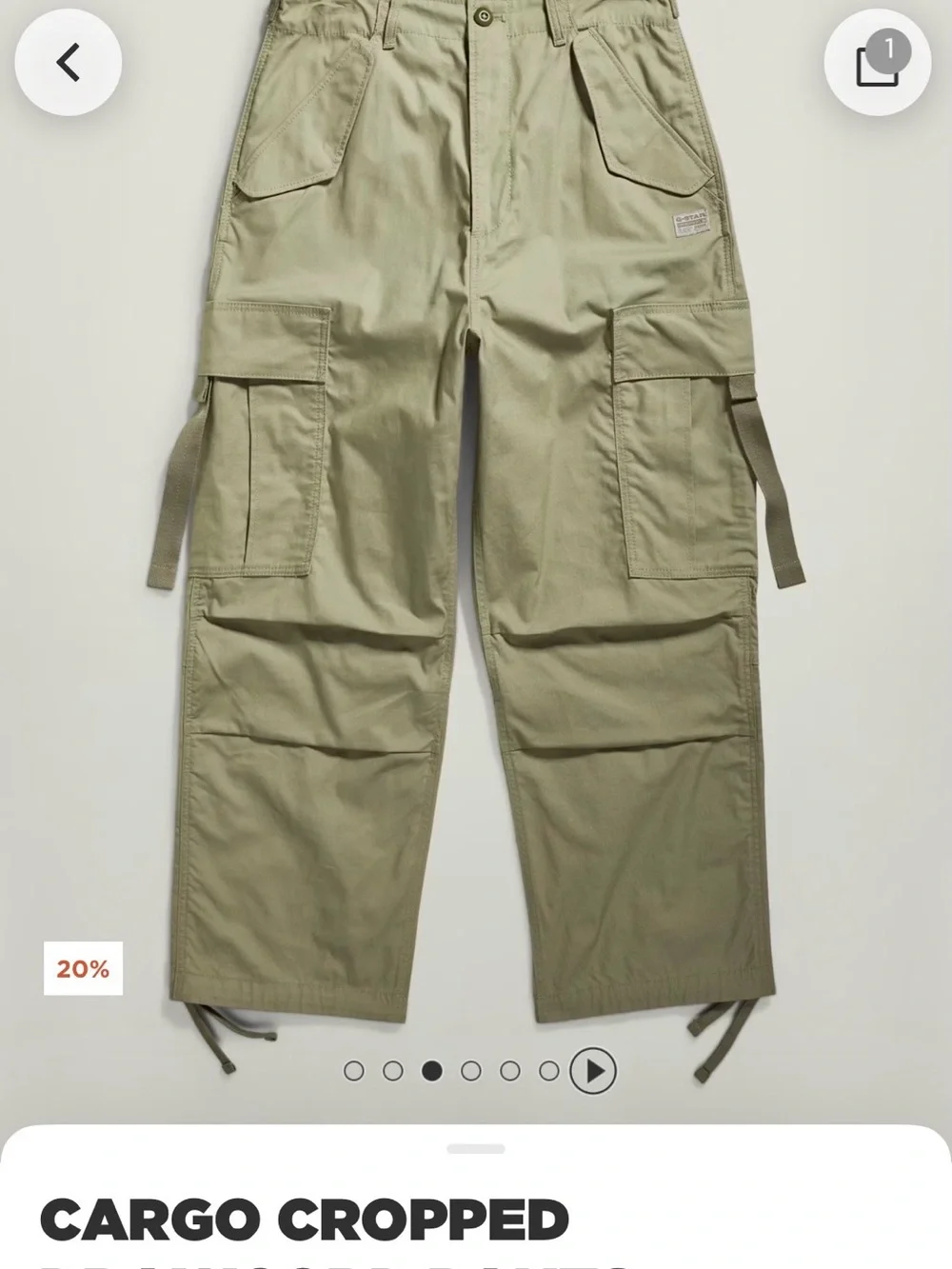 G-Star Olive Green Cropped Cargo Pants - Picture 7 of 9